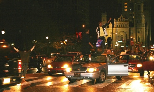 Joy in Philadelphia — Barack Obama has just been elected the 44th President of the United States